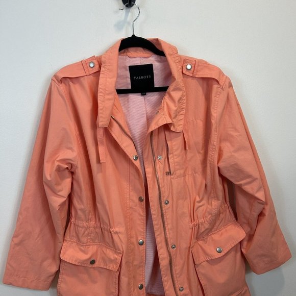 Talbots Water Resistant Cotton Anorak Jacket Peach Small - Picture 2 of 8